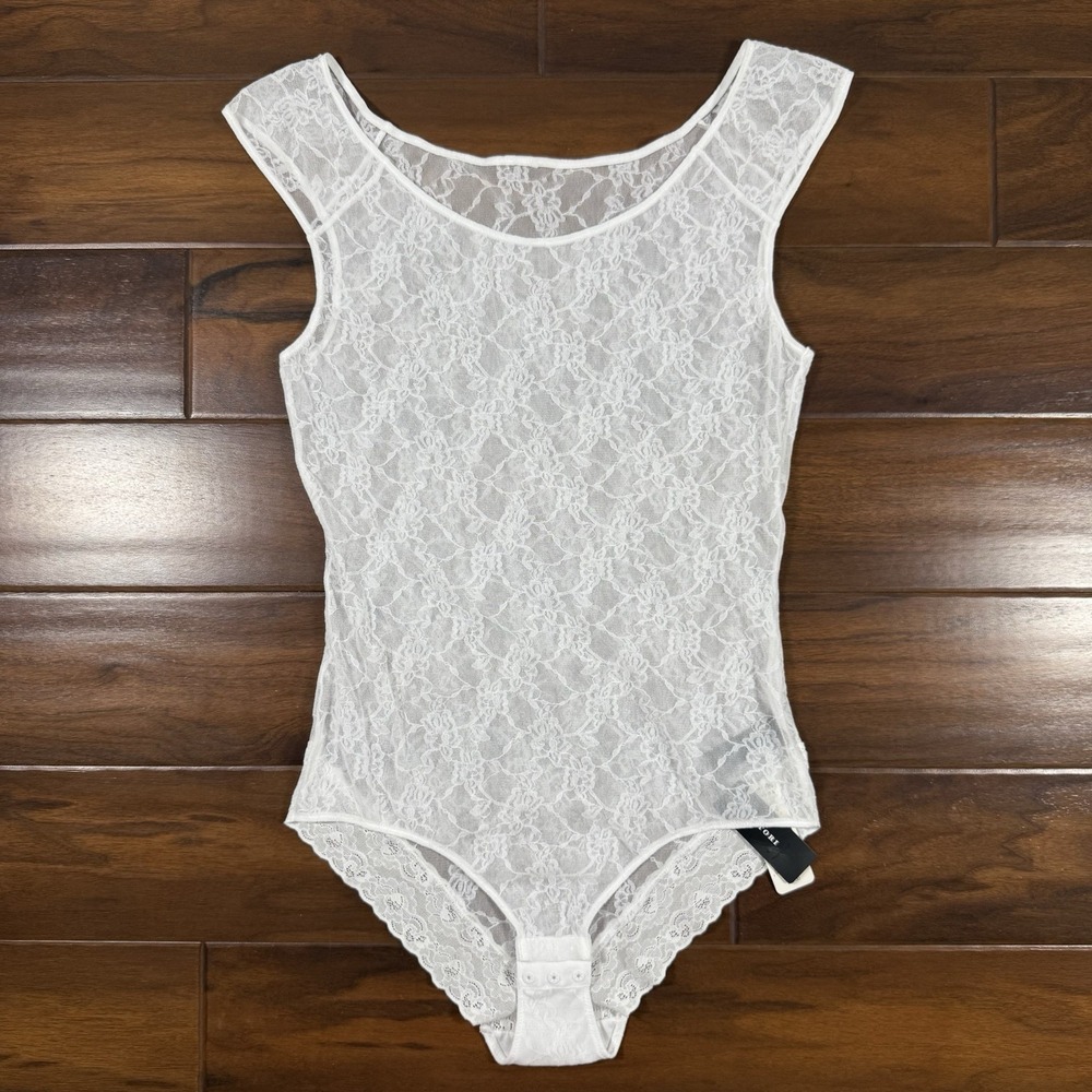 Natori Women's Size XXL White Bliss Allure Lace Bodysuit‎ Top